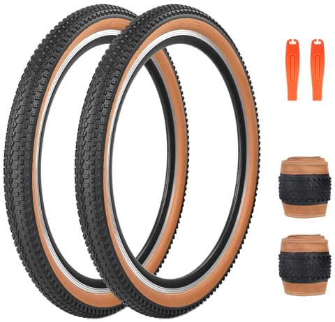 ZUKKA 2er-Pack Fahrradreifen 26 x 2,125 Mountainbike Reifen 57-559 Klappbarer Ersatzreifen für MTB Mountainbike, Kinder,Braun