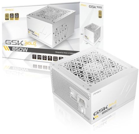 Antec GSK 850W Power Supply - ATX3.1 80 Plus Gold - Modular RCIe5.1 PSU - White