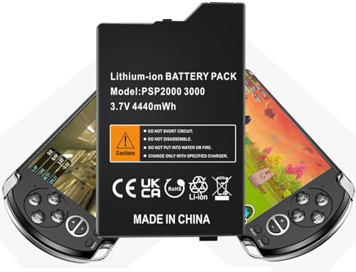 Batterie PSP 2000/3000, 4440 mWh 2025, batterie lithium-ion haute capacité pour console Sony PSP 2000/3000 PSP-S110 (noir, PSP 2000/3000, B)