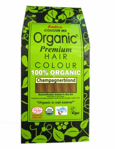 Radico Colour Me Organic Pflanzenhaarfarbe – 100% pflanzliche Haarfarbe, vegan, ohne Ammoniak & Peroxid, Ecocert & USDA Organic, natürliche Kräuter Haarfärbung (Champagnerblond)