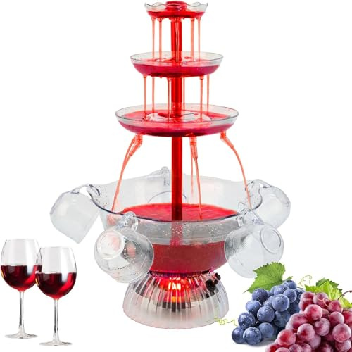 Machine à Fontaine électrique à 3 Niveaux Avec 5 Tasses Et Base Led, Distributeur De Boissons Cocktail, Vin Rouge Pour Mariage, Fête, Célébrations