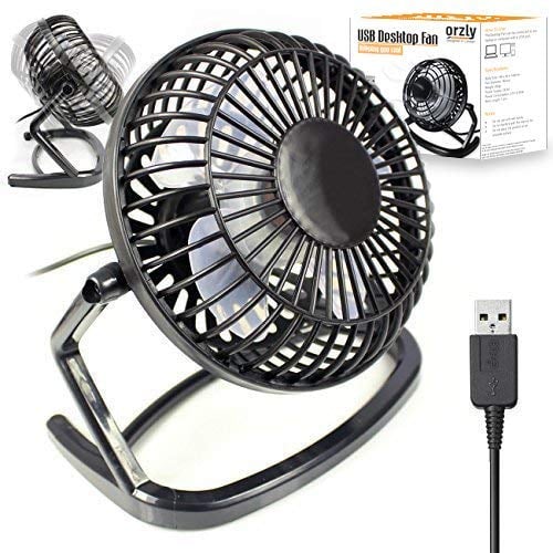 Orzly Usb Fan Portable Mini Table Silent Desk Fan - Black Retro Look