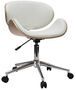 Miliboo Chaise de Bureau Design Blanc et Bois Clair Walnut