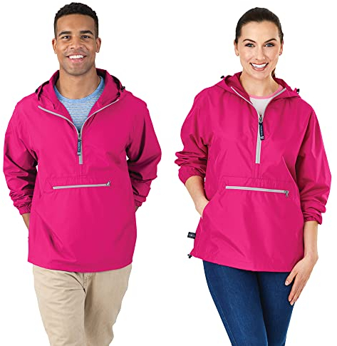Charles River Apparel Pack-n-go Windbreaker Pullover Hooded Jacket Veste Coupe-Vent, Rose Vif, XXL Mixte