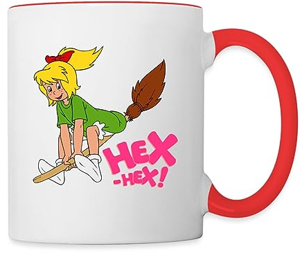 Spreadshirt Bibi Blocksberg Fliegt Davon Tasse Zweifarbig, One size, Weiß/Rot