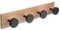 Five Patère à 4 têtes - 40 x 8 x 6,5 cm - Bois - Noir