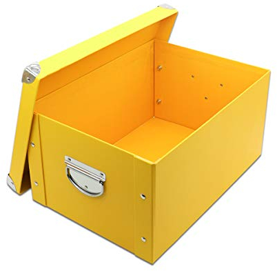 GUOZI Collapsible Storage Box, Decorative Memory Box with Lid & Metal Reinforced Corners, Cardboard File Box with Handles, Organizer Gift Box for Keepsake Toy Photos Office Nursery Wardrobe Bookshelf