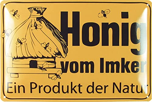 Blechschild 20x30cm gewölbt Honig vom Imker Ein Produkt der Natur Bienenzucht Deko Geschenk Schild