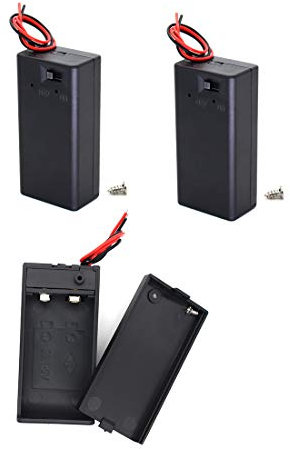 9V Battery Holder with Switch Leads Wires 9 Volt Battery Case Cover Holders Storage Box ON/Off Switch Cap (3-Pack)