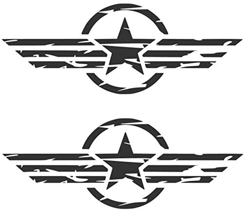 generisch 2X US Army Retro Star Stern Aufkleber Amerika USA Aufkleber Retro Aufkleber Autoaufkleber 283/15 (schwarz Glanz, 30cm Länge)