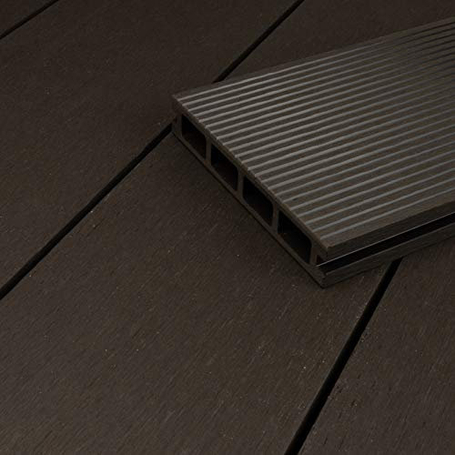 HORI® WPC-Terrassendiele Kuba Hohlkammer I Terrassen-Komplettset inkl. 40x60 mm Unterkonstruktion & Clips I Wetterfest, langlebig, pflegeleicht. Fläche: 5 m² I 3,20 m Dielenlänge I Anthrazit