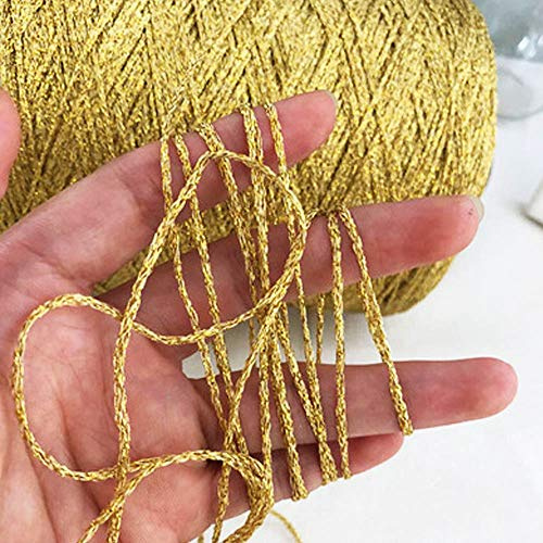 Clisil 100 Gramm DIY Gold Gelb Lurex Faden Glänzendes Garn Glitzer Glitzer Garn Metallgarn DIY Fancy Sparkle Garn Häkeln Stricken Pullover Schal Tasche Garn Zubehör Garn