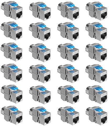 kwmobile 24x Keystone Modul für CAT 8 Kabel - 40 Gbit/s geschirmt Metall Gehäuse Schnappverschluss - werkzeugfreier Anschluss an Modular Patchpanel