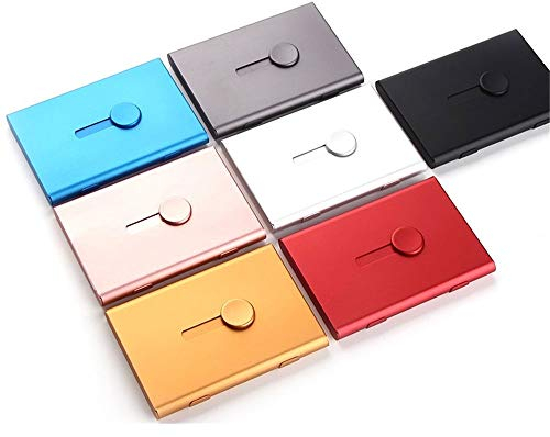 Multi-Kreditkartenetui, 1 x Daumenschieber, Visitenkartenetui, Aluminiumlegierung, leicht, Visitenkartenetui für Damen und Herren, gold, 10cm * 7cm * 2cm
