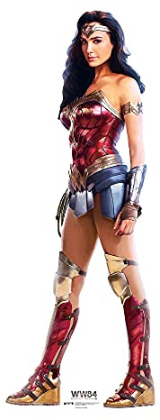 Star Cutouts SC1660 Wonder Woman Action 1984 – Gal Gadot Lifesize Cardboard Cutout with Mini Standee, Hero Costume Display