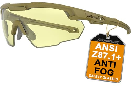 HTS HUNTERSKY S57 gelbe Linse, ballistische taktische Schießbrille, ANSI Z87+ UV400, Anti-Beschlag-Brille für Airsoft-Reichweite, Sicherheit und Outdoor-Sport, für Damen und Herren