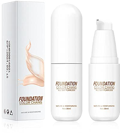 MTDBAOD Color Changing Foundation, Warm Skin Tone Foundation, Foundation Liquid Concealer, Durable Waterproof and Matte Foundation 30ml - 2 Pcs