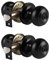 Probrico Black Door Handles with Lock and Key, Keyed Entry Door Knobs for Bedroom/Bathroom, Front Entry Door Lock Sets, 2 Pack