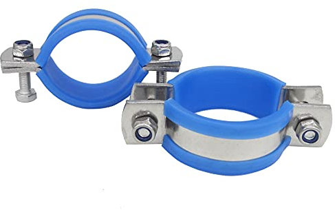 Lot de 2 colliers de serrage en acier inoxydable robuste avec coussin en caoutchouc, multi-usages, rigides et anneaux de serrage ID 63 mm