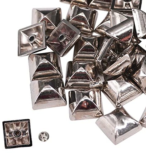 Trimming Shop 17,5 mm große, quadratische Messing-Pyramiden-Nieten, Messing-Nieten, für Bastelarbeiten, Punk- und Gothic-Modeaccessoires, Kleidung, Taschen, Hüte, Jeans 100 Stück
