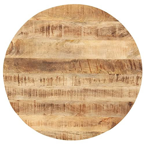 homiuse Tischplatte Massivholz Mango Rund 25-27 mm 80 cm Hellbraun Holzplatte Massiv Holzplatte Rund Tischplatte Ersatzteil für Esstisch Couchtisch Garten Tische Praktisch & Schön Industriestil