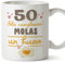 MUGFFINS Tazas 50 Cumpleaños - En Español - Feliz Cumpleaños Molas un Huevo - 11 oz / 330 ml - Regalo original y divertido