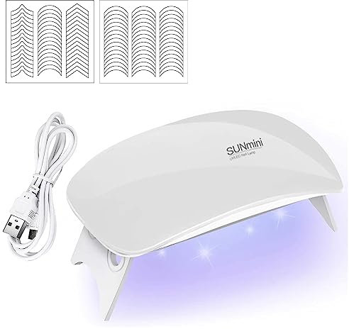 Comioke Mini UV Gel Nail Lamp, 6W LED Nail Dryer, Dual Wavelength 306+405nm, Automatic Timer 45S/60S, USB Powered, White ABS Material, Nail Dryer
