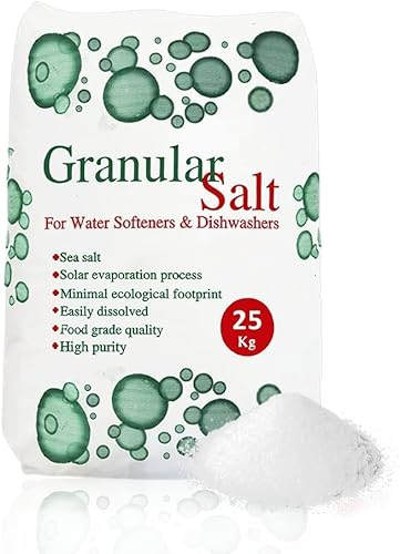 25KG Granular Water Softener Best For Laundry Kitchen Dish Washing | Compatible to All Water Softner Machines | Premium Quality | Food Grade 100% Genuine British Salt