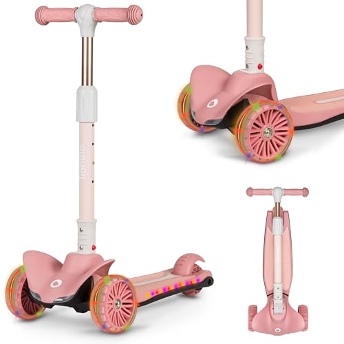 LIONELO Timmy Balance-Roller für Kinder von 3 Jahren bis zu 50 kg, Dreirädriger Kinderroller mit Höhenverstellung, Rutschfester Plattform, Bremse, Rädern und LED-Plattform