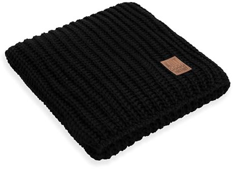 KNIT FACTORY - Cody Gestrickte Decke - Wohndecke - Kuscheldecke - Gestrickte Sofadecke - Plaid aus Wolle - Wolldecke - Schwarz - 160x130 cm