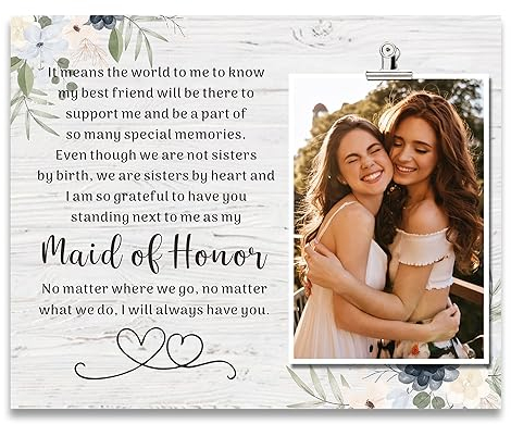 ZENNLAB Maid of Honor Gift for Wedding, Maid of Honor Pitcure Frame, Bridesmaid Gifts from Bride, Thank You Gift for Bridesmaids Wedding Party, Maid of Honor Proposal Gifts from Bride