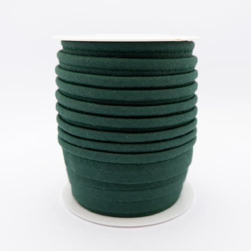 TEXTEX = Piping for Sewing, Decoration, and Crafts. Composition 50% Cotton and 50% Polyester. Total Width of 15mm, Cord of 5mm, and Flap of 10mm. 10 Meter Reel - (Green Bottle)