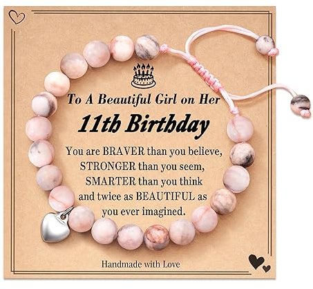 POWWA Geschenk 11 Jährige Mädchen, Geschenk Armband Teenager Mädchen 11 Jahre Geschenk Geburtstag Personalisiert für Tochter Enkelin Nichte Schwester Freundin Girl Birthday Gift Ideas