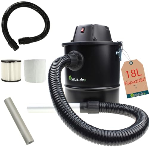 SILUK Aspirador de cenizas, 1200 W, 18 L, función de soplado, sistema de filtro dual