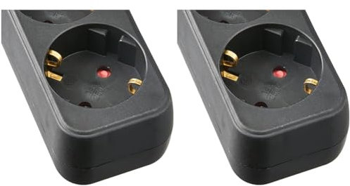 Meister Steckdosenleiste 3-Fach - 3 m Kabel - schwarz - Kunststoffleitung - IP20 Innenbereich/Steckerleiste/Mehrfachsteckdose/Tischsteckdose/Tido 3-Fach / 7430030 (Packung mit 2)