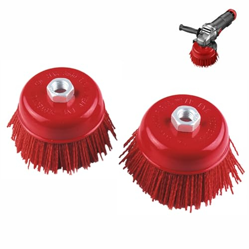 10,2 cm Nylon-Topfbürste für Winkelschleifer, Schleiffilament, Nylonborsten, Topfbürste 1,6 cm, 11 Gewinde, 0,6 cm Bohrdorn, ideal zum Entfernen von Rost, Korrosion, Farbe (2er-Pack)