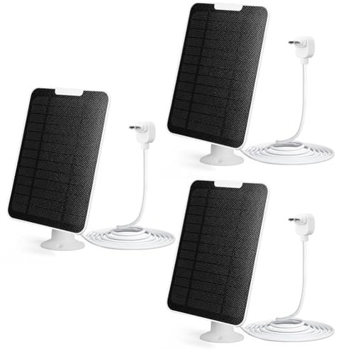 Fiorky 3PCS 5W Solar Charging Panels IP65 Weatherproof Solar Cell Panel 360° Adjustable Wall Mount W/ 9.8ft Micro USB Charging Cable for Arlo Essential Spotlight/XL Spotlight Camera
