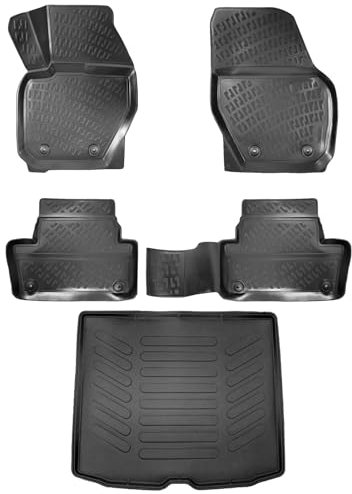 fussmattenprofi.com 3D Gummimatten & Kofferraumwanne Set für Volvo XC-60 (1.Gen) Baujahr 2008-2017 | Hoher Rand Allwetter Auto Fussmatten I TPE Geruchlos rutschfest Fußmatten Zubehör