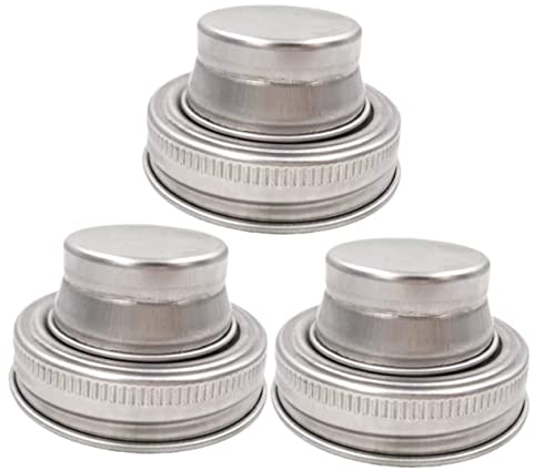 Mikinona 3pcs Stainless Steel Jar Shaker Lids Silicone Seal for Mason Jars Compatible 70mm Wide Mouth for Seasonings Cocktails and Beverages