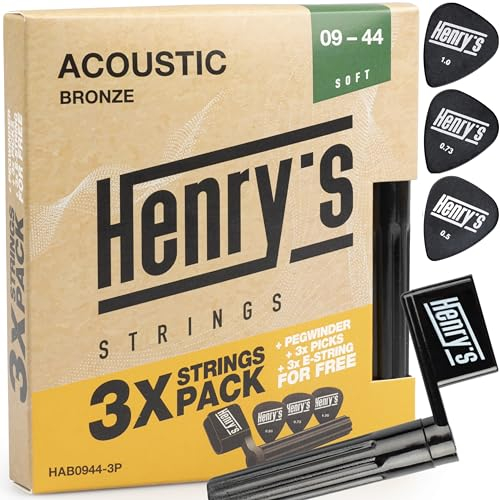 3-Pack Extra Light Westerngitarre Saiten 09-44 - Saitenkurbel & 3Plektren& 3 Extra E1-Saite - Brillante Klangqualität Gitarrensaiten Westerngitarre - Western Gitarrensaiten - Acoustic Guitar String