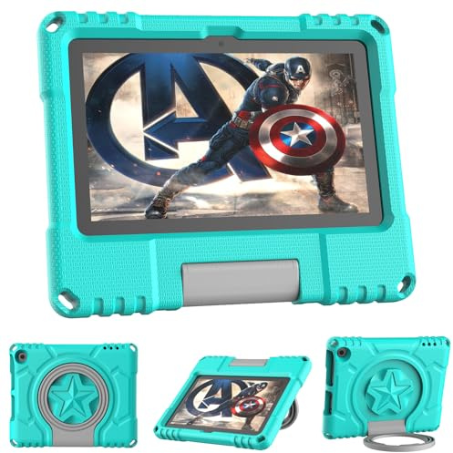 Mansiruyi Fire HD8 Tablet Case for Kids(12th/10th Generation, 2024/2022/2020),Not fit Sony TCL, Lightweight Shockproof Handle Stand Case for Fire HD 8 Kids&Kids Pro&Plus Tablet -Cyan