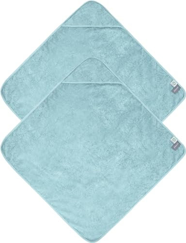 normani Kinder Kapuzentuch Frottee Wickeltuch Kapuzenhandtuch aus 100% Bio-Baumwolle - Baby Badehandtuch 100x100 cm Farbe 2 x Hellblau