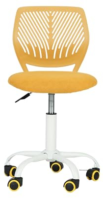 FurnitureR Set von 1 Schreibtisch Stuhl, einstellbare Höhe Task Stuhl, Drehstuhl mit kleinem Loch Rückenlehne Design für Schlafzimmer Arbeitszimmer, Gelb