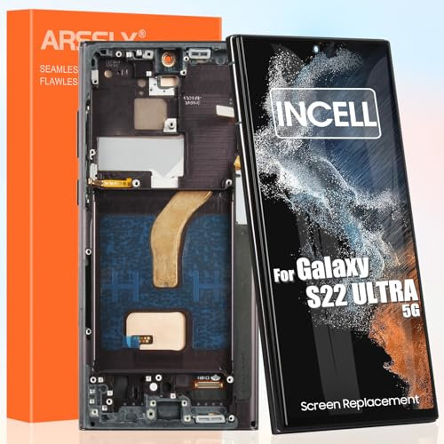 LCD Display für Samsung S22 Ultra Display für Galaxy S22 Ultra 5G SM-S908U SM-S908A SM-S908W LCD Bildschirm Touchscreen Digitazer Assembly mit, Ohne Fingerabdruckerkennung, US Version. Incell