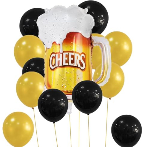 DazzJoy 13 Stück Bier Luftballons, XXL Bier Folienballon Geburtstag, Happy Brithday Ballon Bier, Oktoberfest Deko Heliumballon, Bier Riesenballon für 2024 Bayrische Deko, Hochzeit Deko, Bar Party Deko