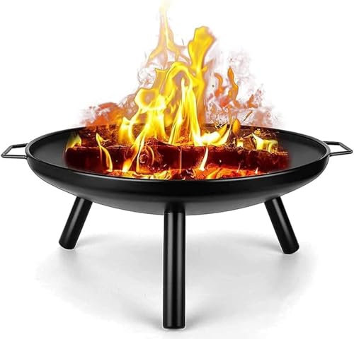 OYWEHECE BBQ-Grill Im Freien, Feuerstelle Im Freien, 61 cm, Terrassenofen, Holzofen, Grill, Feuerstelle, Schüssel, Runde Form, Holzfeuerstelle für Camping, Picknick