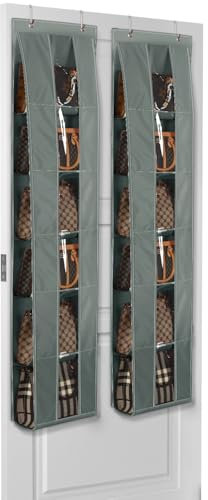 Lirex Handtaschen Organizer Über Tür, 2er Set mit 6 Etagen, platzsparender Organizer zur Aufbewahrung und Organisation von Handtaschen, ideal für Tür oder Schrank, Handtaschenhalter, Dunkelgrau