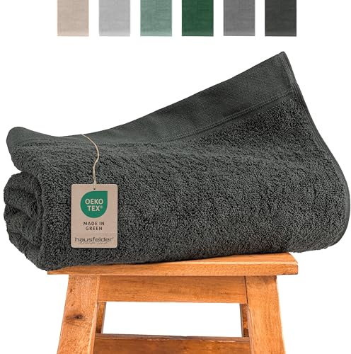 Hausfelder Saunahandtuch XXL 100x200 cm, Sauna Handtuch groß, Damen und Herren Saunatuch, 100% Baumwolle (Anthrazit, Saunatuch XXL 100x200cm)