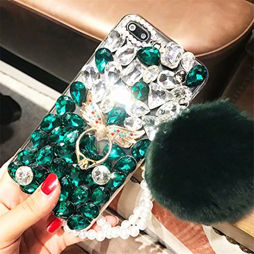 Glitter Case for iPhone Xs Max,Handmade 3D Bling Sparkle Luxury Shiny Crystal Rhinestone Diamond Gemstone Women Girls Case for iPhone Xs Max 6.5 inch 2018 (Angel Green)