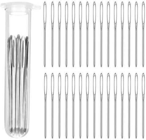 30 Stück Stopfnadeln mit Großem Öhr Nähnadeln Stumpfe Sticknadeln Nähnadeln Set Edelstahl Große Nähen Nadeln 60 mm Wollnadeln für Handnähen Wolle Leder Handwerk